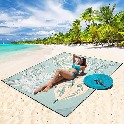 HIHOHO Beach Blanket Waterproof Sandproof Extra Large Beach Mat 79" X 83"/120"x108"for 1-8 Adults Quick Drying Durable Outdoor Picnic Mat for Beach Travel Camping Hiking