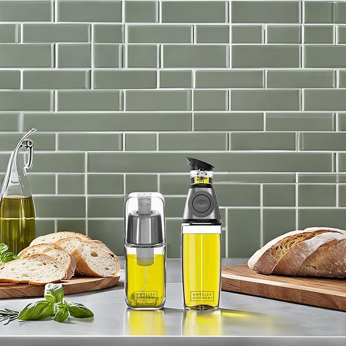 DWËLLZA KITCHEN Olive Oil Dispenser Bottle For Kitchen Set 6 oz Sprayer For Cooking and Glass 17 Oz. Cooking Pour Dispenser With Measurements for Cooking, Airfryer, Salad & BBQ - Image 3