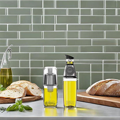 DWËLLZA KITCHEN Olive Oil Dispenser Bottle For Kitchen Set 6 oz Sprayer For Cooking and Glass 17 Oz. Cooking Pour Dispenser With Measurements for Cooking, Airfryer, Salad & BBQ - Image 3
