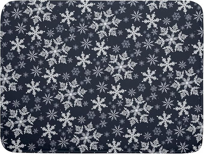 Christmas Dish Drying Mat for Kitchen Counter 24x18 Inch Xmas Snowflake Drying Mat with Absorbent Reversible Microfiber Blue Dish Drainer Mats Rack Pad for Coffee Countertop Protector