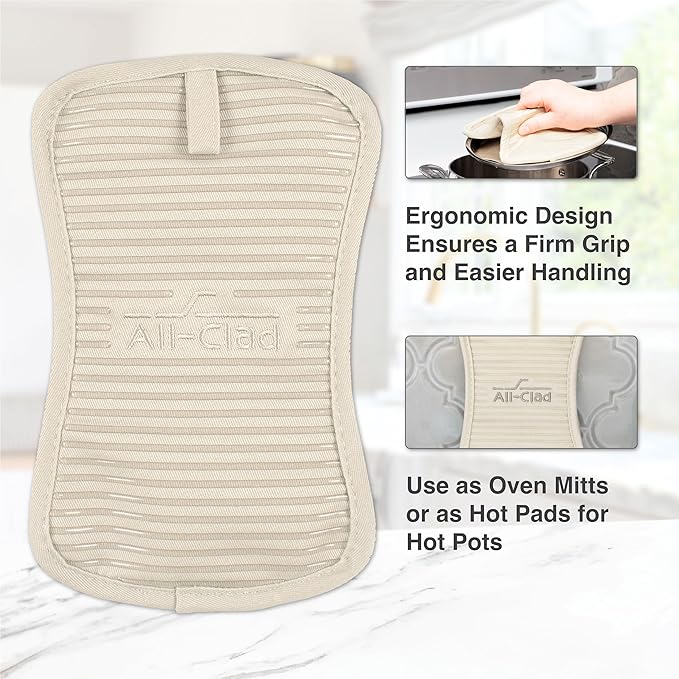 All-Clad Premium Pot Holder & Hot Pad: Heat Resistant to 500 Degrees - 100% Cotton, 10"x6.25" Hot Pad for Kitchen and Barbeque, (1-Pack), Almond - Image 5