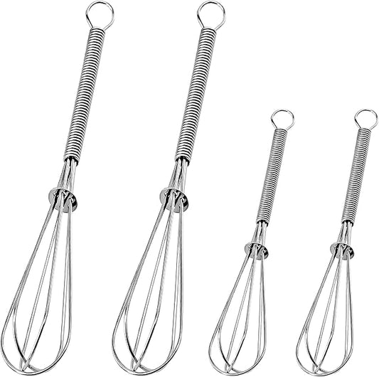 Anaeat Mini Wire Whisks, Set of 4 Portable Stainless Steel Kitchen Tiny Whisk & Egg Beater with Thick Wire - Sturdy Small Mixing Balloon for Cooking, Blending, Whiping, Beating and Stirring (5" + 7") by Anaeat