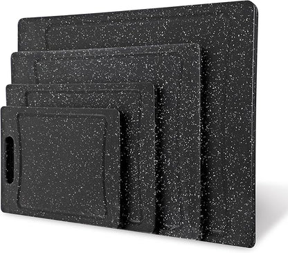 COOK WITH COLOR Non-Slip Cutting Board Set – Kitchen Essentials with Easy Grip Handle for Meat, Veggies, and Fruits, 4 Cutting Boards, Black - Image 8
