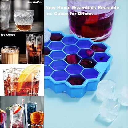 Ice Cube Trays for Freezer with Lid-3 Packs Silicone Ice Cube Tray with Lid Ice Maker,Easy-Release Reusable Ice Cube in Organizer Bins or Ice Bucket for Cocktail bar or Iced Coffee Cup - Image 6