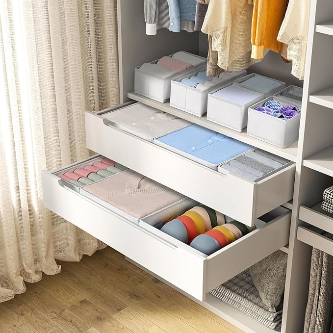 DIMJ Drawer Organizer Clothes, 24 Pack Dresser Organizer, Foldable Closet Organizers and Storage, Fabric Dresser Drawer Organizers, Drawer Dividers for Nursery, Baby Clothes, Underwears, Sock - Image 3