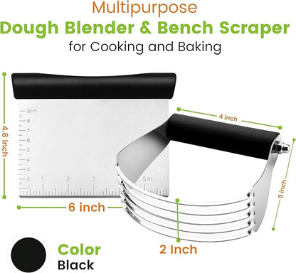 Spring Chef Dough Blender & Pastry Cutter Tool, Stainless Steel Pastry Blender & Bench Scraper for Pizza, Nut, Pie - Multipurpose Dough Cutter & Scraper Tool for Baking with Soft Grip Handles - Black - Image 8