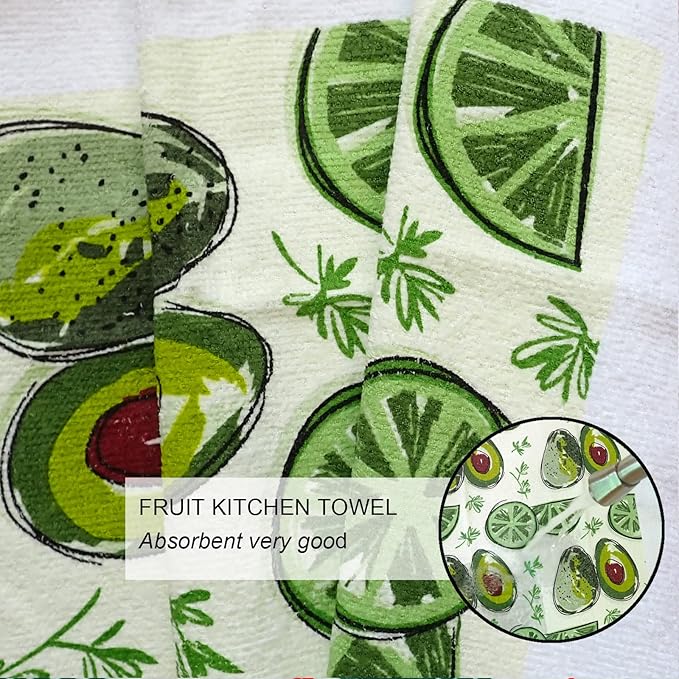 Oven Mitts and Potholders Dish Towles Set 100% Cotton for Perfect for Gifting, Baking and Everyday Cooking Durable Heat Resistant for Kitchen (5-Piece Lemon Avocado) - Image 4