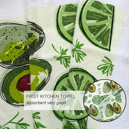 Oven Mitts and Potholders Dish Towles Set 100% Cotton for Perfect for Gifting, Baking and Everyday Cooking Durable Heat Resistant for Kitchen (5-Piece Lemon Avocado) - Image 4