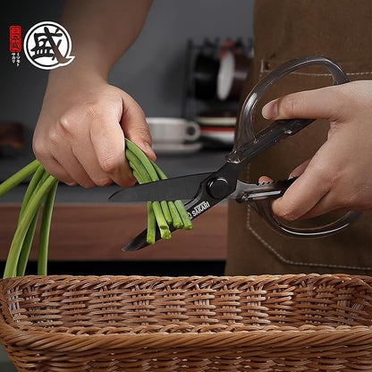 MITSUMOTO SAKARI Japanese Kitchen Scissors, Heavy Duty Detachable Stainless Steel Kitchen Shears with Titanium-Plated Blades, Clear Acrylic Handles for Meat, Fish, Nuts & Vegetables - Image 8
