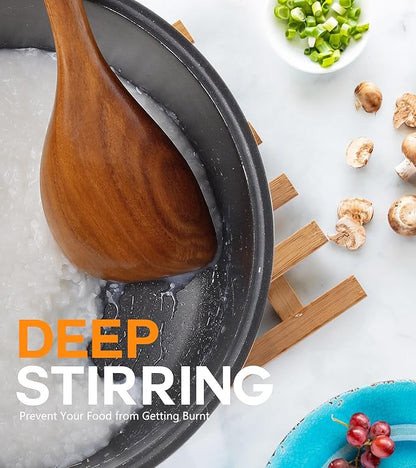 Wooden Spoons for Cooking, Natural Premium Teak Wood Corner Spoon, Good Grip Large Wooden Spoons and Wooden Spatula, Heat Resistant Wooden Cooking Utensils for Nonstick Cookware Cooking Gifts - Image 3