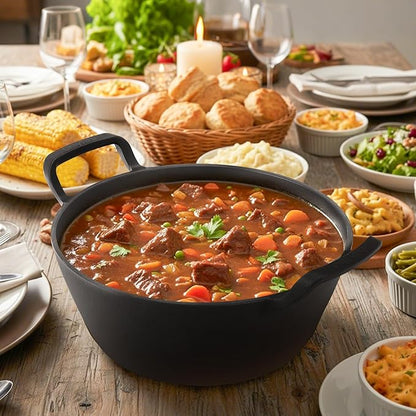 Onlyfire Cast Iron Dutch Oven, Heavy-Duty Dutch Oven Pot with Lid & Handle for Induction, Gas & Oven and Campfire, Cast Iron Skillet Cookware for Bread, Frying, Baking, 5.5 Quart