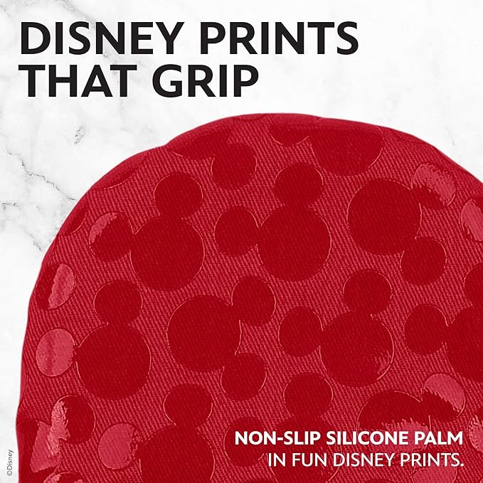 Disney Oven Mitts 2-Pack - 5.5” x 7.5” Heat-Resistant Mini Oven Mitts with Non-Slip Printed Silicone Disney Silhouettes - Pot Holders for Kitchen - Mickey & Minnie, Stitch, Winnie the Pooh