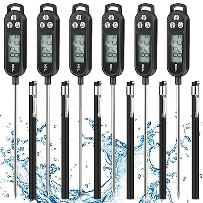 Copkim 6 Pcs Meat Thermometer Food Thermometer with Probe Water Liquid Instant Read Digital Thermometer Cooking Thermometer Supplies BBQ Kitchen Thermometer for Cooking Milk Yogurt (Black) by Copkim