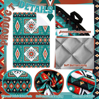 Jingmore 6 Pcs Kitchen Decor Set Accessorie Farmhouse Kitchen Towels Pot Holders Oven Mitts Set 2 Dish Towels 2 Pot Holders 2 Cooking Mittens Oven Glove for Cooking(Retro Color,Western Boho Aztec) - Image 5