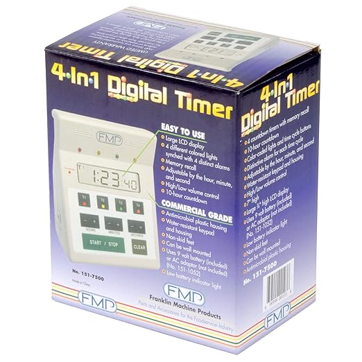 FMP Digital 4 Channel Commercial Kitchen Countdown Timer, Water Resistant, 7-inch Height, White - Image 3