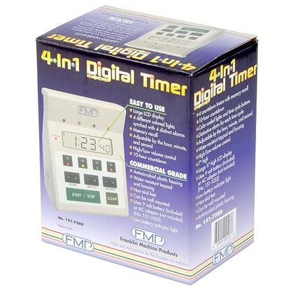 FMP Digital 4 Channel Commercial Kitchen Countdown Timer, Water Resistant, 7-inch Height, White - Image 3