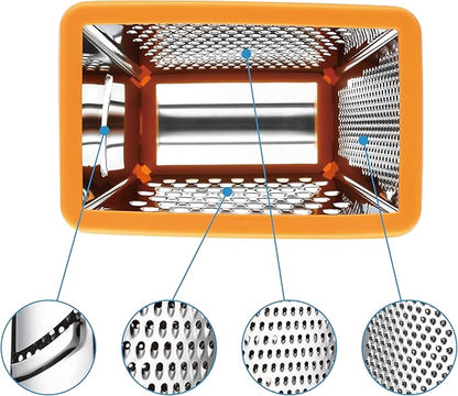 Spring Chef Handheld Stainless Steel XL Parmesan Cheese Grater with Handle - 4 Sided Manual Box Grater for Kitchen - Dishwasher Safe Cheese Shredder for Carrot, Potato, Vegetables, Hash Brown - Mango - Image 9