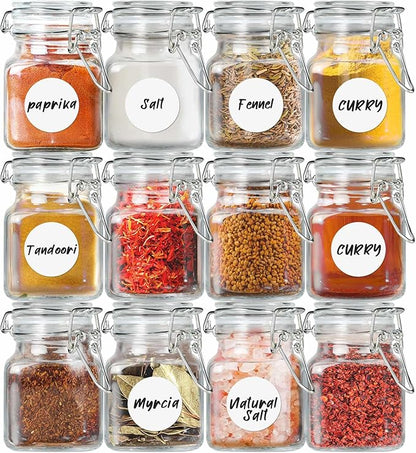 SKOCHE Spice Jars 20 Pack Small 4 oz Glass Jars with Airtight Hinged Lids, Spice Herb Jars with Labels and Silicone Funnels, 4oz Glass Jars with Lids Ideal for Spice Herbs - Image 5