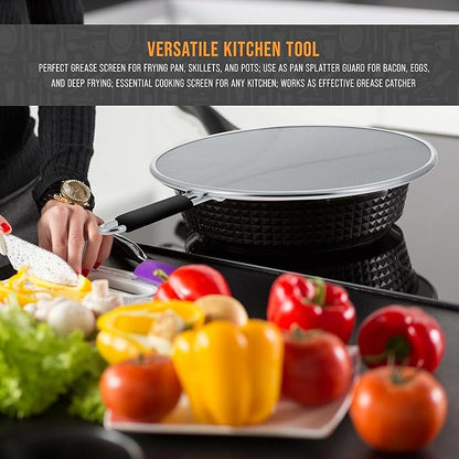 U.S. Kitchen Supply 3-Piece Stainless Steel Splatter Guard Set (13", 11.5", 9.5") Fine Mesh Cover, Grease & Oil, Splatter Screen for Frying Pan, Cooking Pots, with Resting Feet & Comfort Grip Handles - Image 6