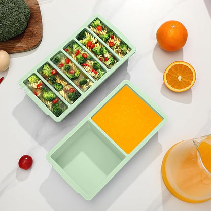 2-Pack Silicone Freezer Trays with Lid, 2 Large 2-Cup(500ml) & 6 Small 1/2-Cup(125ml) Soup Freezer Container Molds, Ice Cube Tray For Meal Prep & Freezing Soup, Stews, Sauces, Oven & Dishwasher-Safe - Image 7