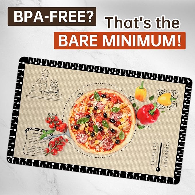 Extra Thick Silicone Baking Mat with 10 Easy Recipes,Silicone Mat for Baking, Non Stick Pastry Mat for Dough Rolling, Macaron, Cookie, bread, Pizza, Fondant/Pie Crust, Oven& Dishwasher Safe - Image 4
