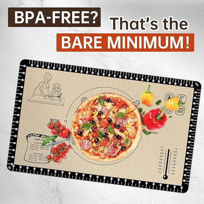 Silicone Baking Mat with 10 Recipes, Non Stick Silicone Pastry Mat, Kneading Dough Rolling Mat Silicone Mats for Baking Cookie, bread, Pizza, Surdough, Extra Thick Oven Mat & Dishwasher Safe - Image 5