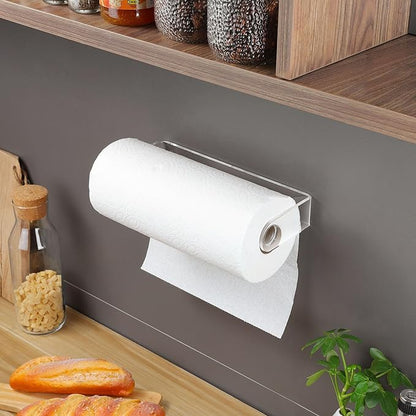 ZUNTO Acrylic Paper Towel Holder - Adhesive Paper Towel Roll Holder Under Cabinet, Clear Plastic Wall Mounted Paper Towel Rack for Kitchen, Frees up Counter Space - Image 5