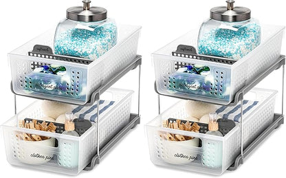 madesmart Antimicrobial 2 Tier Organizer, Pack of 2, Frost