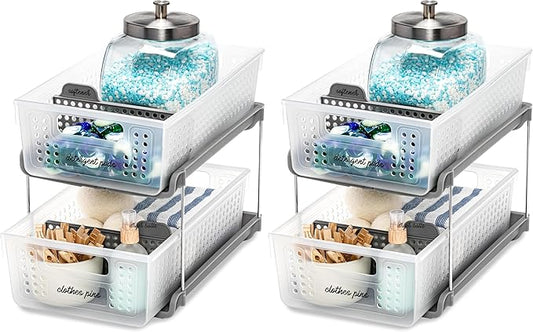madesmart Antimicrobial 2 Tier Organizer, Pack of 2, Frost