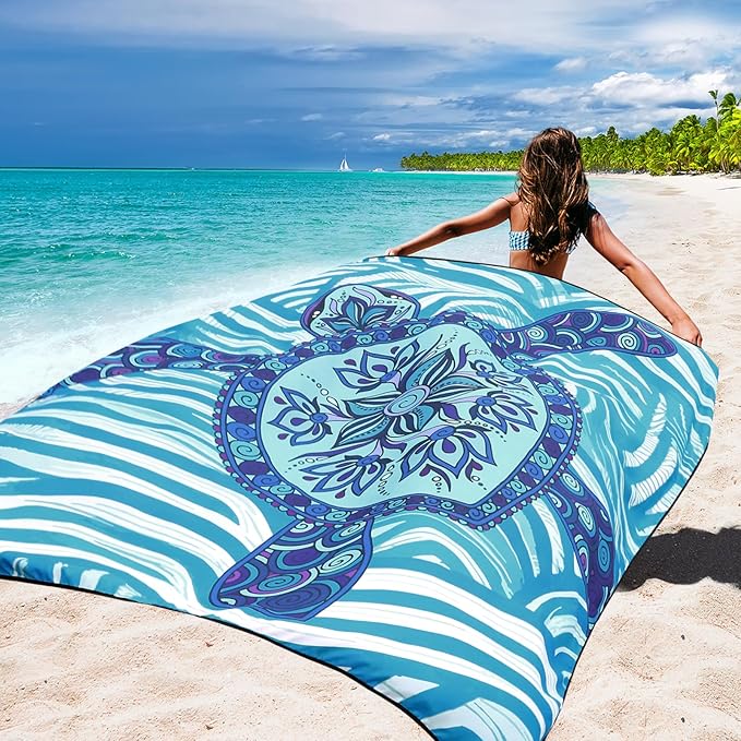 WIWIGO Beach Blanket Waterproof Sandproof Beach Mat 79" X 83"/10'x9'for 2-8 Adults Quick Drying Outdoor Picnic Mat Beach Accessories for Travel, Camping, Hiking - Image 5