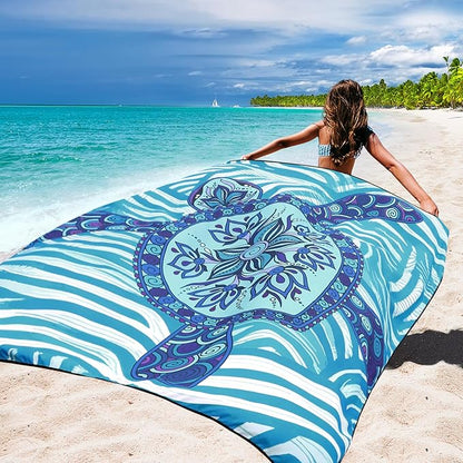 WIWIGO Beach Blanket Waterproof Sandproof Beach Mat 79" X 83"/10'x9'for 2-8 Adults Quick Drying Outdoor Picnic Mat Beach Accessories for Travel, Camping, Hiking - Image 5