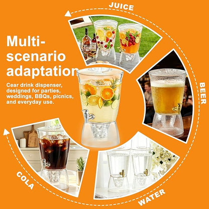 1.6 Gallon Drink Dispenser for Parties, 2 Pack Plastic Beverage Container with Stand for Counter Tops, for Tea,Drinks, Juice, Punch & Water Party Hosting - Image 5