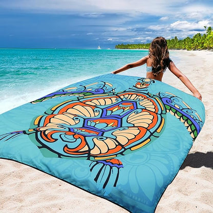 WIWIGO Beach Blanket Waterproof Sandproof Beach Mat 79" X 83"/10'x9'for 2-8 Adults Quick Drying Outdoor Picnic Mat Beach Accessories for Travel, Camping, Hiking - Image 5