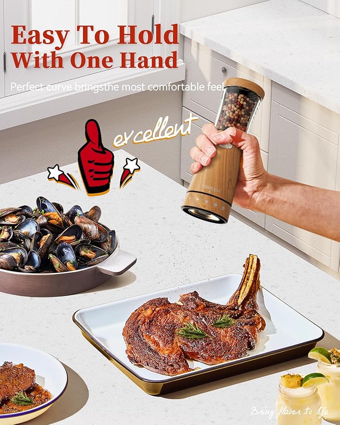 Electric Salt and Pepper Grinder Set with Storage Base, Stainless Steel Rechargeable Salt and Pepper Grinder Set with 4.5 oz Large Capacity, 1.8" Wide Mouth, Adjustable Coarseness, Ideal for Kitchen - Image 3