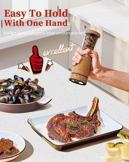 Electric Salt and Pepper Grinder Set with Storage Base, Stainless Steel Rechargeable Salt and Pepper Grinder Set with 4.5 oz Large Capacity, 1.8" Wide Mouth, Adjustable Coarseness, Ideal for Kitchen - Image 3