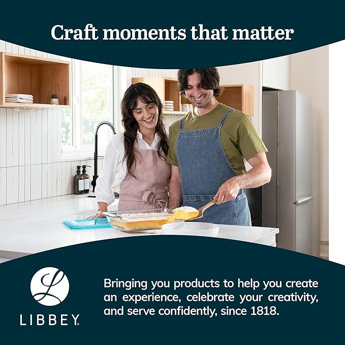 Libbey Baker’s Premium 2 Piece Glass Baking Dish Set, Stackable Casserole Dish with Lid Set, Baking Glassware for Casseroles, Lasagna, Brownies, Cakes - Image 6
