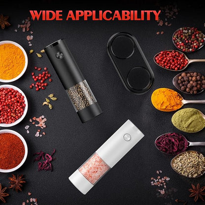 Electric Salt and Pepper Grinder Set Automatic Grinder for Kitchen Battery Pepper Mill Shakers Adjustable Coarseness Upgraded Larger Capacity with Led Gifts for Mom - Image 5