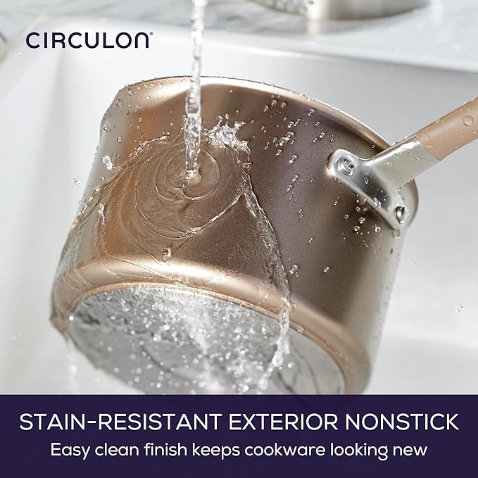 Circulon Premier Professional Hard Anodized Nonstick Cookware Induction Pots and Pans Set, 8 Piece - Bronze - Image 5