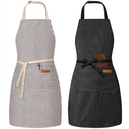 BeLuyi 2 Pack Adjustable Bib Apron with 2 Pockets Chef Cooking Kitchen Restaurant Aprons for Women Men by BELUYI