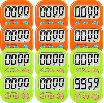 12 Pack Digital Kitchen Timer Small Classroom Timers for Kids Teachers (Orange&Green) by VOULOIR