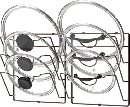 Simple Houseware Cabinet Door/Wall Mount Pot Lid Organizer Rack, Bronze - 2 Pack