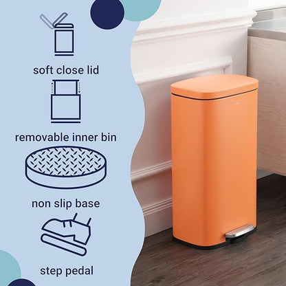 happimess HPM1011K Curtis 8-Gallon Step-Open Trash Can, Carrot Cake,with Soft-Close Lid, Fingerprint Resistant, Modern, Minimalistic for Home, Kitchen, Laundry Room, Office, Bedroom, Bathroom - Image 3
