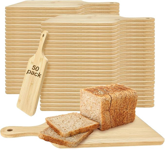 50 PCS Cutting Board Bulk Wood Chopping Board Laser Engraving Serving Board with Handle Charcuterie Boards for Customized Mother's Day Housewarming Gift 11" x 5" Bamboo by YOUKEOLA