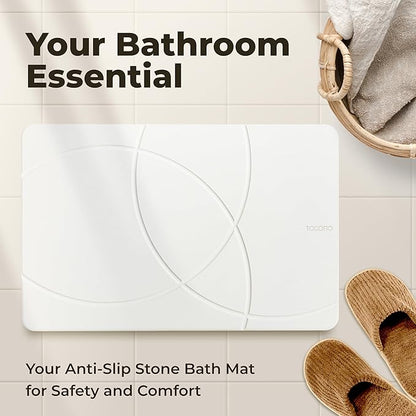 TOSORO - Stone Bath Mat Diatomaceous Earth Shower Mat Non-Slip Super Absorbent Diatomite Stone Bath Mats for Bathroom Floor Quick Drying Natural Easy to Clean (23.5 x 15) - Sandstone