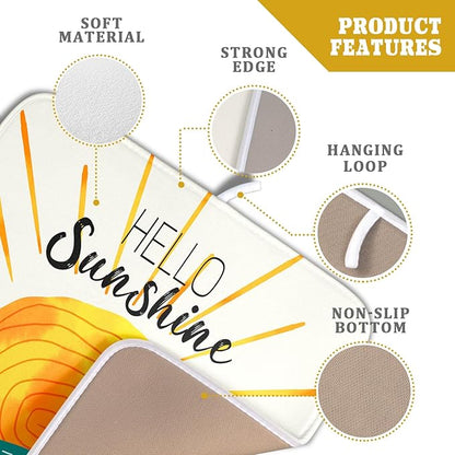 Summer Seaside Sunset over Sea Dish Drying Mat for Kitchen Counter,Hello Sunshine Drying Mat 16 x 18 Inch with Absorbent Reversible Microfiber Drying Pad for Coffee Bar - Image 4