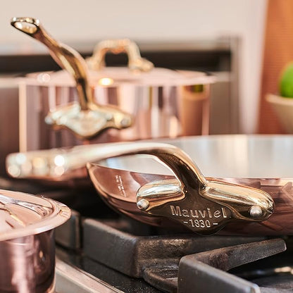 Mauviel M'Heritage 200 B 2mm Polished Copper & Stainless Steel 14-Piece Cookware Set With Brass Handles, Made In France