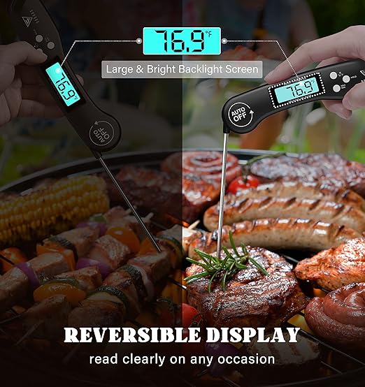 DOQAUS Digital Meat Thermometer, 2 Pack Instant Read Food Thermometer for Cooking, Kitchen Probe with Backlit & Reversible Display, Wide Temperature Range for Turkey, Bread, Baking, Sourdough - Image 5