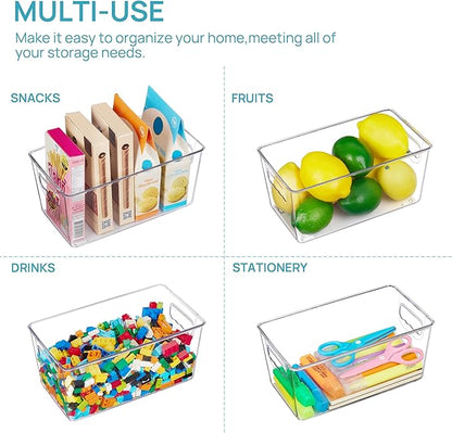 Vtopmart Clear Plastic Storage Bins, 6 PCS Pantry Organizer Bins with Handle for Refrigerator, Fridge, Cabinet, Kitchen, Countertops, Cupboard, Freezer Organization and Storage, Small - Image 7