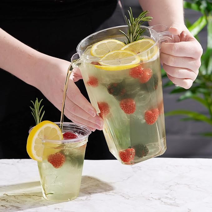 MATANA 6 Pack Clear Water Pitchers - 52 oz Plastic Beer Pitcher with Handle for Drinks, Juice, Lemonade, Beverages - BPA-Free Iced Tea Pitcher for Fridge, Home, Party, Event - Image 3