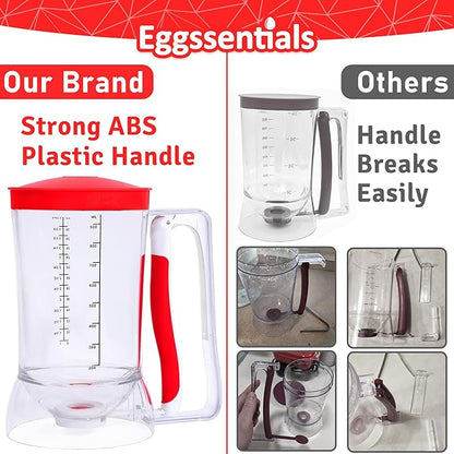 Eggssentials Pancake Batter Dispenser - Batter Dispenser with Squeeze Handle for Cupcakes - Pancakes - Cookie Cakes - Waffles - and Biscuit Separation.